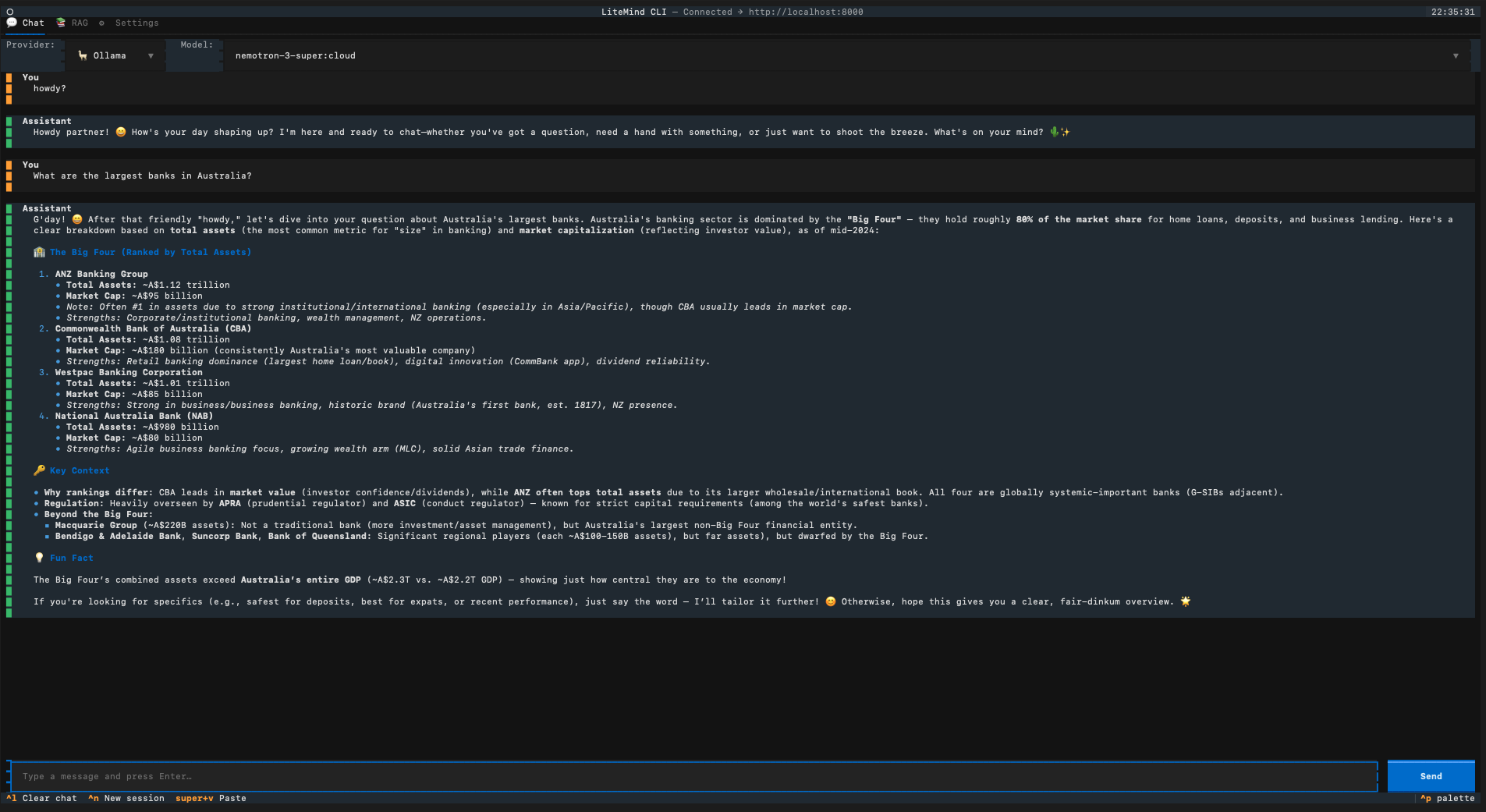 litemind-cli demo terminal screenshot